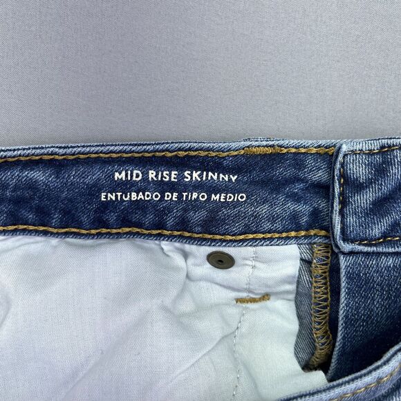 Universal Thread Women's Skinny Mid Rise Distressed Jeans 2/26R Raw Hem Stretch - Picture 14 of 16